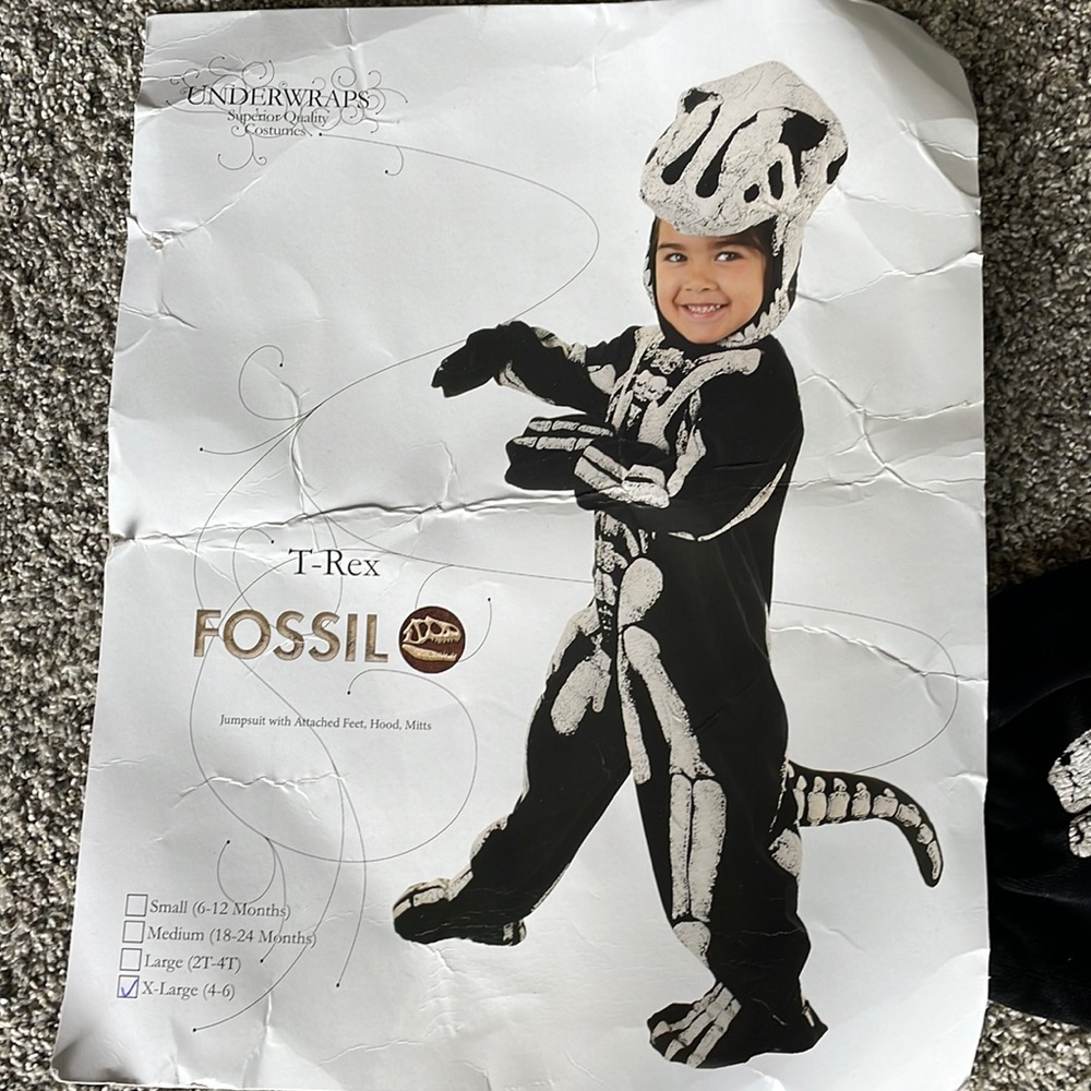 Halloween t-Rex fossil jumpsuit costume size 4-6